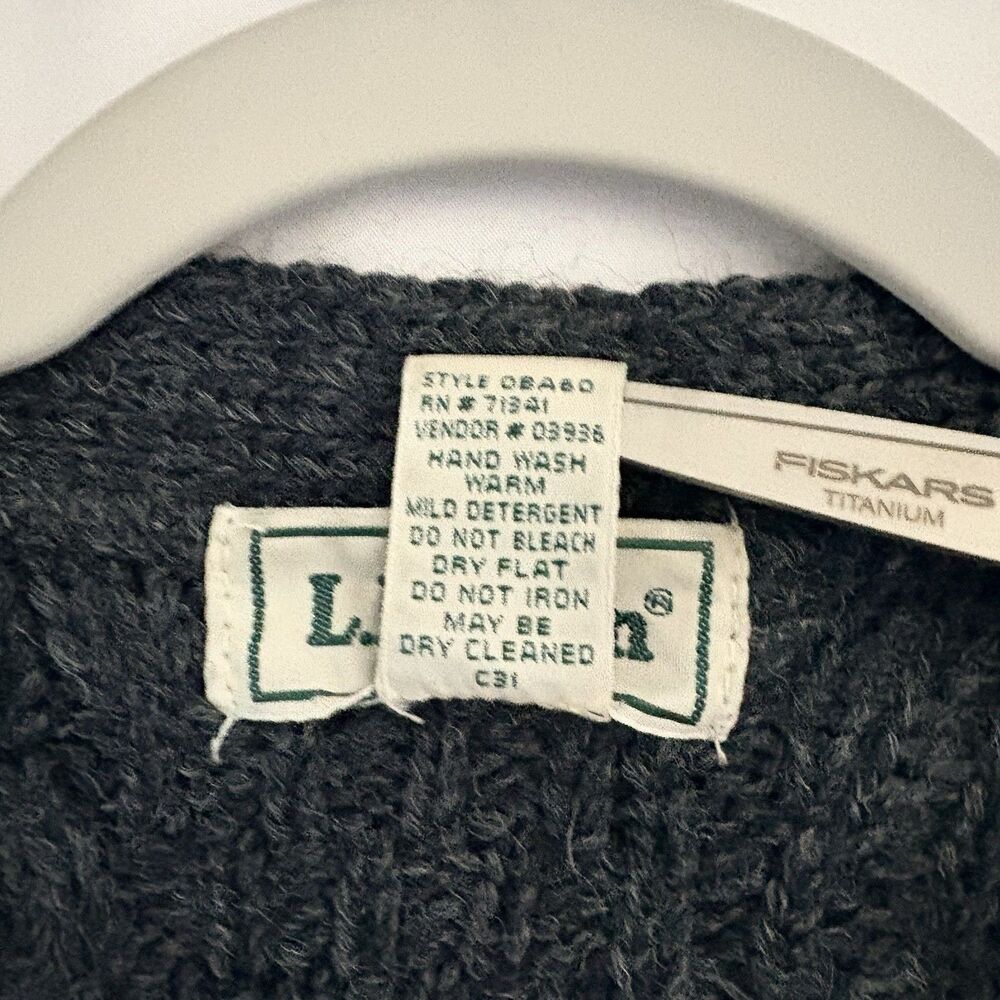 LL Bean Men Gray/Blue Cardigan sweater button up‎ 100% Wool Outdoors Large - Picture 13 of 13